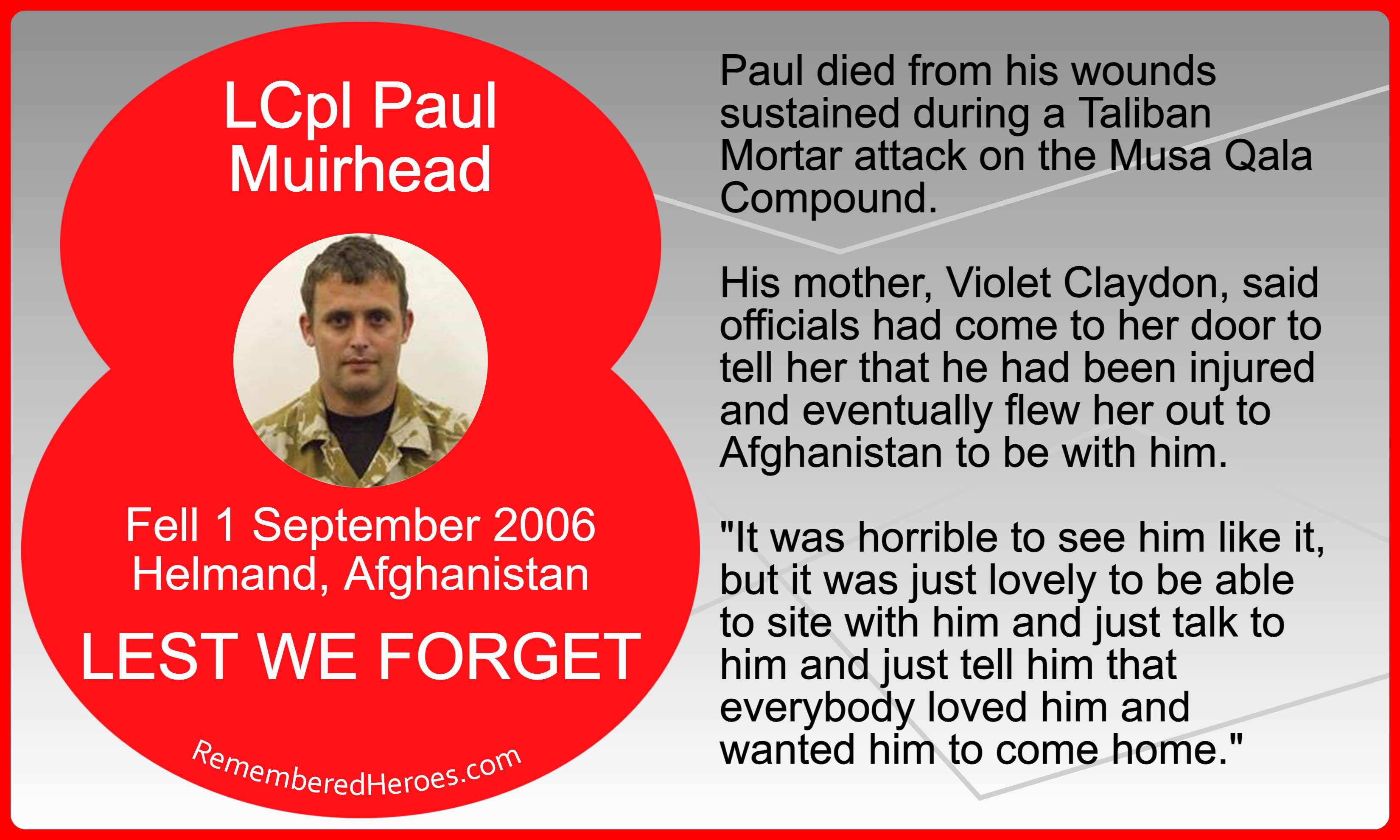 Story of Lance Cpl Paul Muirhead